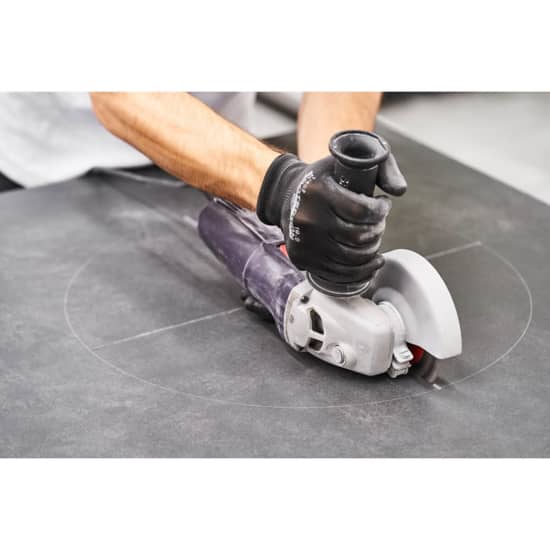 kompass by raimondi To complete the cut of the hole is almost always necessary to perform slicing with an angle grinder and removing the ceramic tile afterward