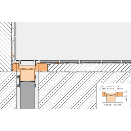 KERDI-LINE Linear Drain Installed Against a Wall