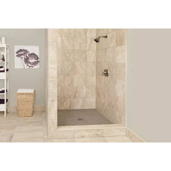 Schluter Shower System KERDI-SHOWER Kit Installed with Stainless Steel Grate