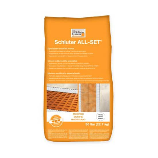 Schluter ALLSET Modified White Thinset, modified thin-set mortar specifically formulated for use with Schluter membranes and boards