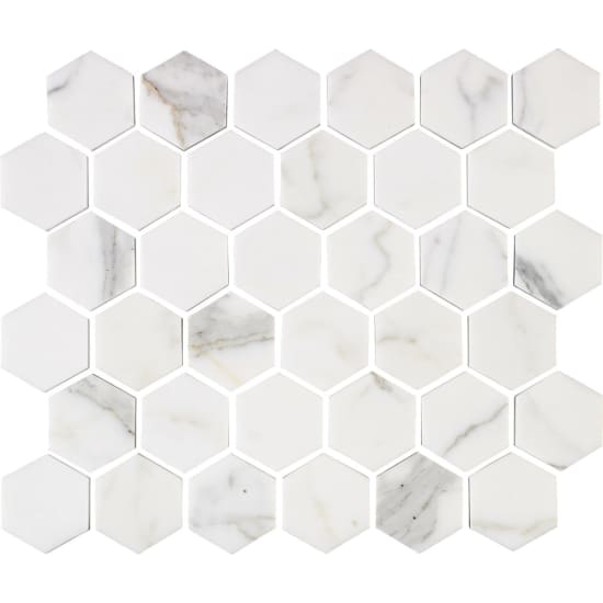 Interceramic Marble Calacatta Gold 2" x 2" Hexagon Polished Mosaic