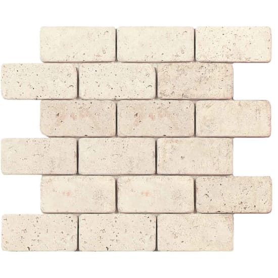 Interceramic Turkish Travertine 2" x 4" Classic Tumbled Mosaic 12" x 12" Sheet