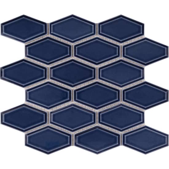 Waterford Blue Beveled Long Hexagon Mosaic Tile