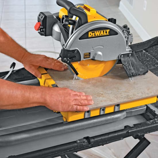 D24000 Tile Saw cutting tile close