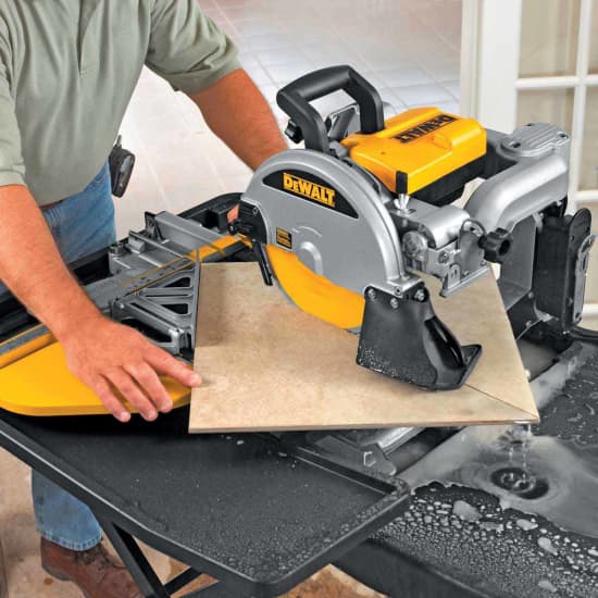 D24000 Tile Saw cutting 18 inch tile diagonal