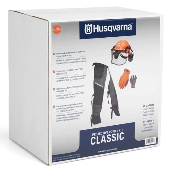 husqvarna classic protective power kit, gloves, helmet, chaps apron, 590091101