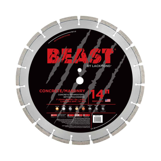 lackmond EDH Beast Series Concrete Blade, 14 inches masonry blade, EDH14125, cured concrete cutter, general purpose blade