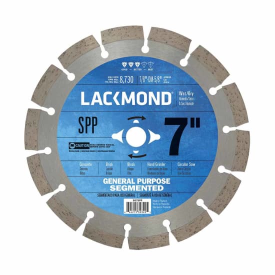 Lackmond 7" SPP Series General Purpose Segmented Blade , concrete blade, masonry saw blade, SG7SPP, concrete blade, general purpose blade