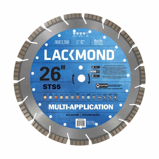 Lackmond 26" STS-5 Multi-Application Blade, cured concrete blade, stone and paver 26 inches blade, walk behind saw blade, asphalt cutting disc, STS5261551