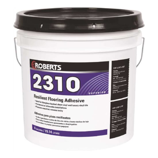 Roberts 4 Gallons Resilient Fiberglass-Backed Sheet Vinyl Adhesive, 2310-4, pressure sensitive glue, LVT glue, vinyl tiles adhesive