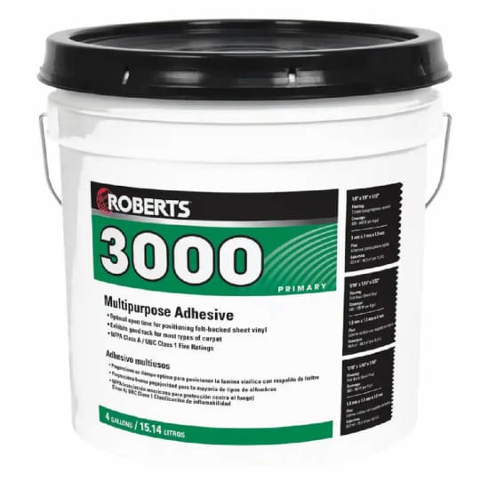 Roberts Multipurpose Adhesive, roberts carpet tools, felt backed sheet vinyl glue, 3000-01, 3000-04, carpet installation, cork glue