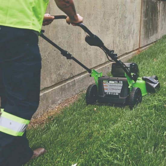 Greenworks Mowing the Lawn