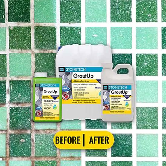 Before and After of Laticrete STONETECH GroutUp Additive