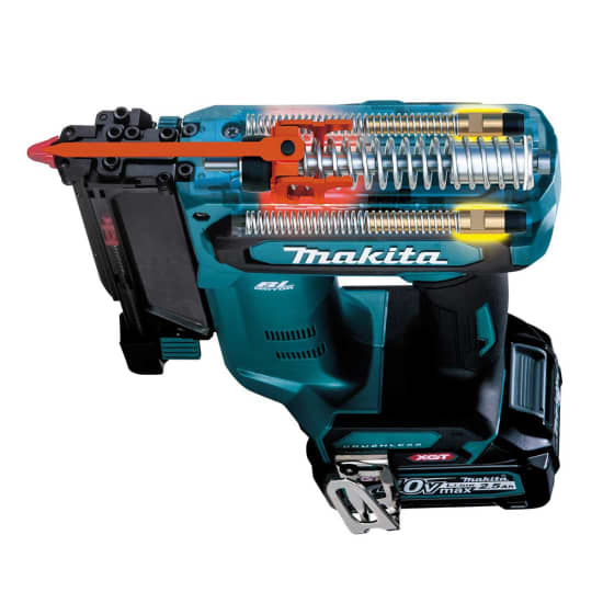 Inside the Makita 40V max XGT Brushless Cordless Pin Nailer