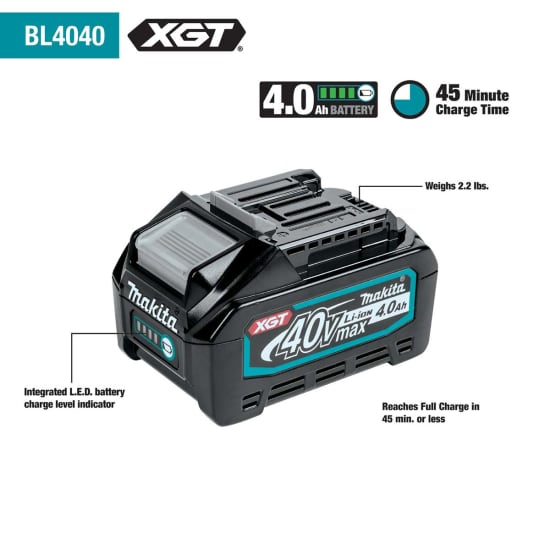 BL4040 Makita 40V max XGT Brushless Cordless 7‑1/4" Metal Cutting Saw Battery Features