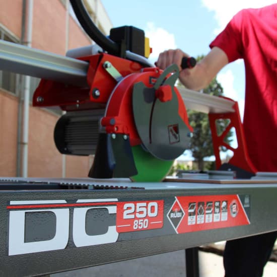 Rubi DC850 Wet Tile Saw In Use