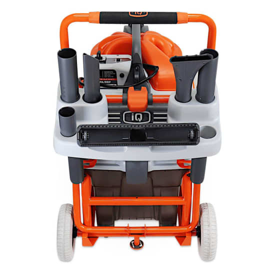 iq426hepa cyclonic hepa vacuum heavy duty cart and accessories rack