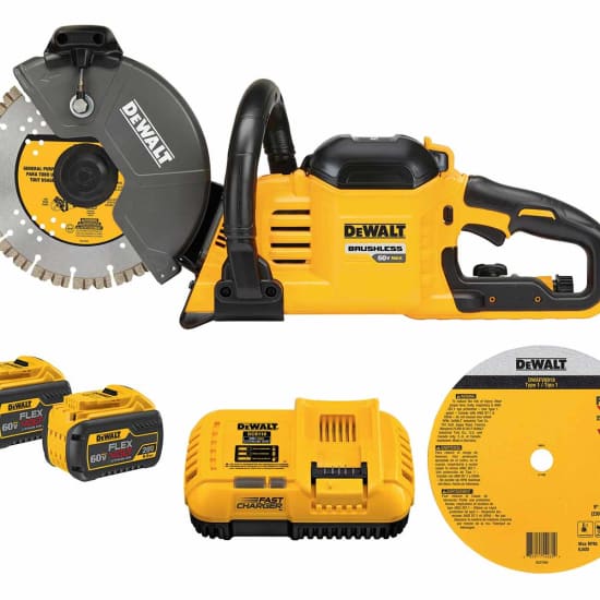 DeWalt 60V Max 9inch Brushless Cordless Cut-Off Saw Kit 2 batteries, and chargers, DCS690X2