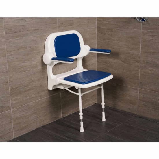 Arc Inc. 2000 Series Standard Shower Seat with back and arms - Blue Pad