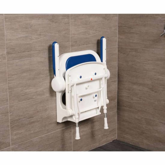 Arc Inc. 2000 Series Standard Shower Seat with back and arms - Blue Pad folded