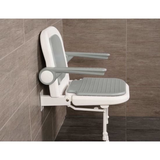 Arc 4000 Series Standard Shower Seat with Back & Arms side view