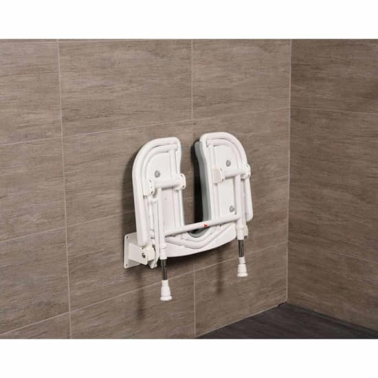 Arc Inc. 4000 Series Wide U Shower Seat - gray pad folded