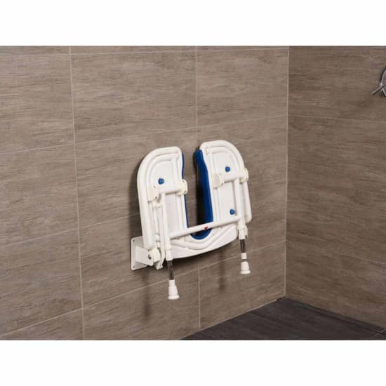 Arc Inc. 4000 Series Wide U Shower Seat - blue pad folded