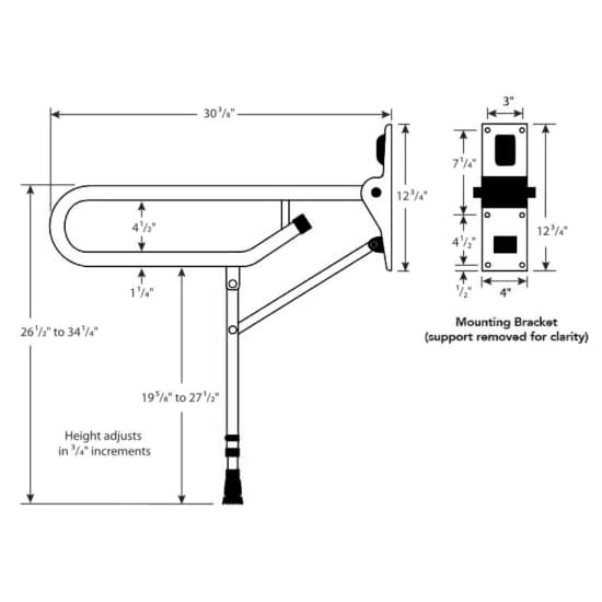 Arc Inc Fold-Up Support Bars measurements