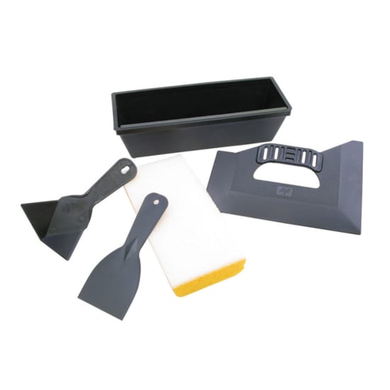 Marshalltown QLT Drywall Kit with Sponge, Drywall Sponge, Corner Trowel, Triple Edge Knife, mud pan, plastic trowel, DK298