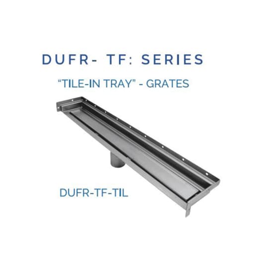 Drains Unlimited Wall Mounted Linear Floor Drain Tile Ready Three Side Return Flange Tile-In Tray Grate