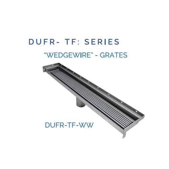 Drains Unlimited Wall Mounted Linear Floor Drain Tile Ready Three Side Return Flange WedgeWire Grate