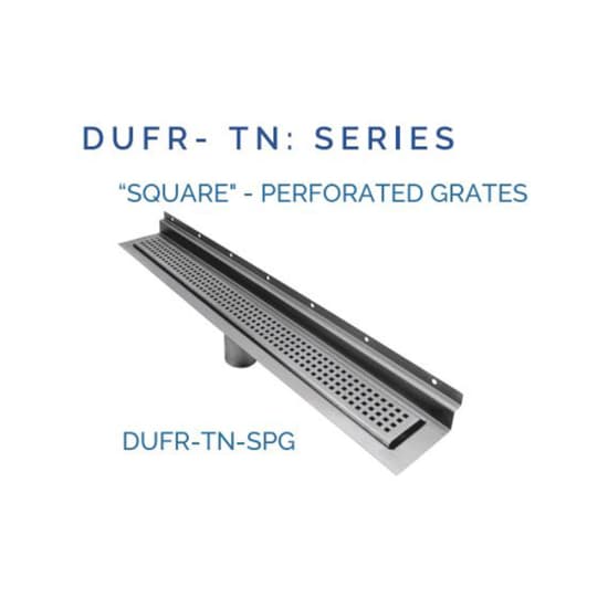Drains Unlimited Wall Mounted Linear Floor Drain Tile Ready Backwall Return Flange Square Perforated Grate