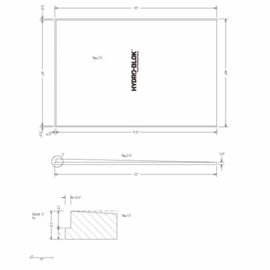 Hydro-Blok Single Slope 48" x 72" Shower Pan drawing