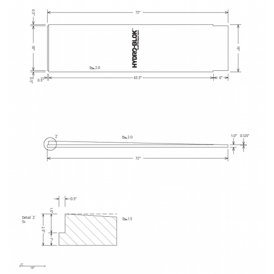 Hydro-Blok Single Slope 18" x 72" Side Extension technical drawing