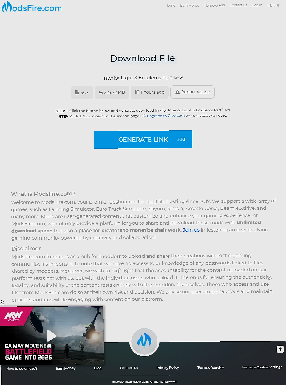 МОД Interior Light