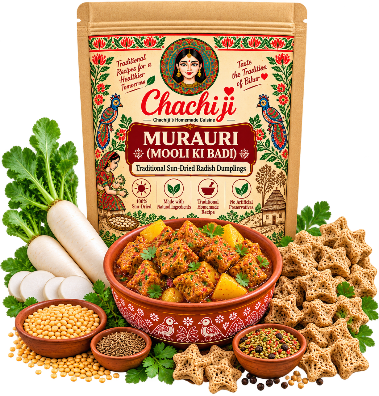 Murauri (Mooli Ki Badi) – Traditional Sun-Dried Radish Dumplings
