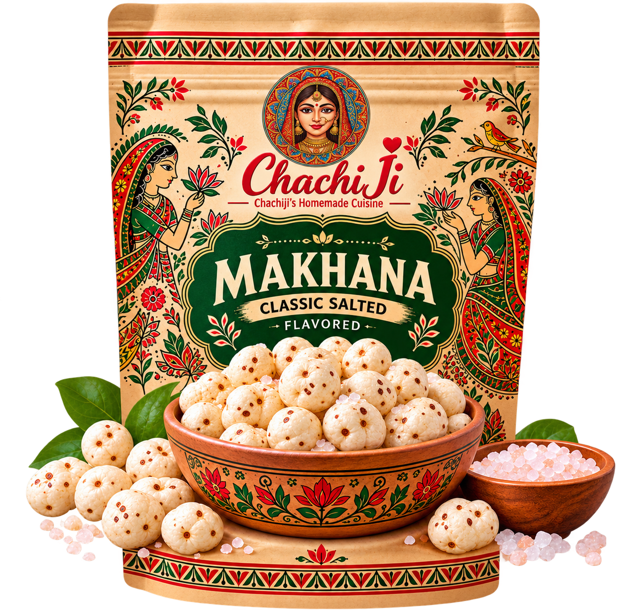 Chachiji Classic Salted Makhana | Roasted Fox Nuts | Traditional Mithila Taste | Crunchy & Delicious Snack