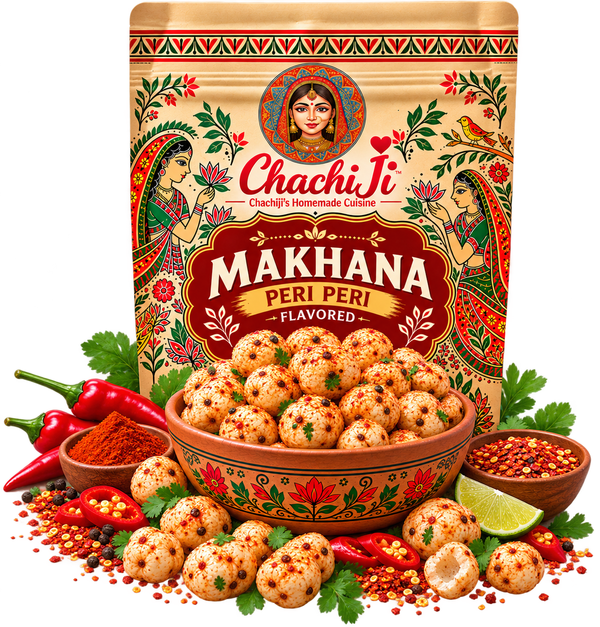Peri Peri Makhana | Spicy Roasted Fox Nuts | Tangy & Zesty Flavoured Snack | Crunchy Makhana