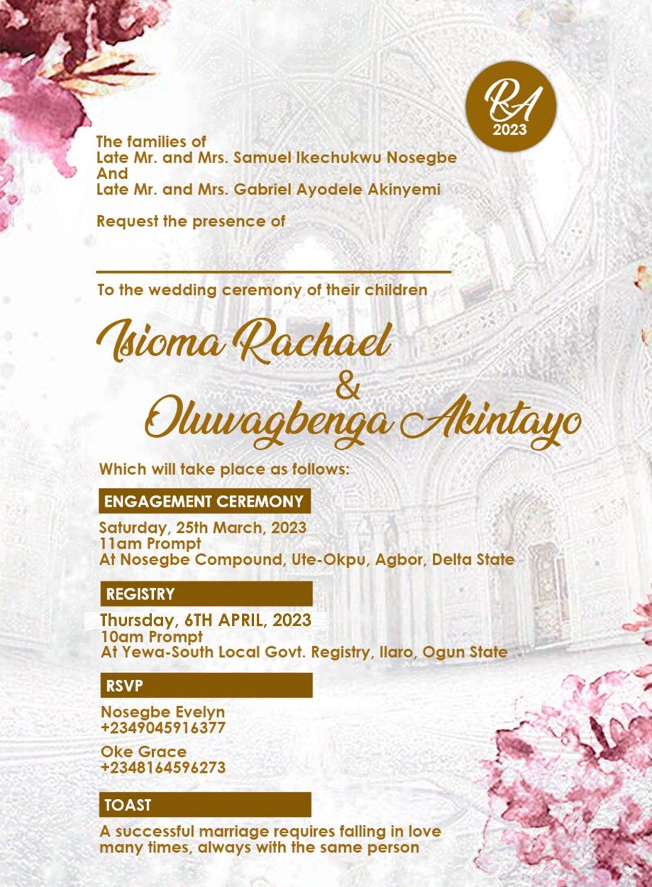 wedding invitation Enugu