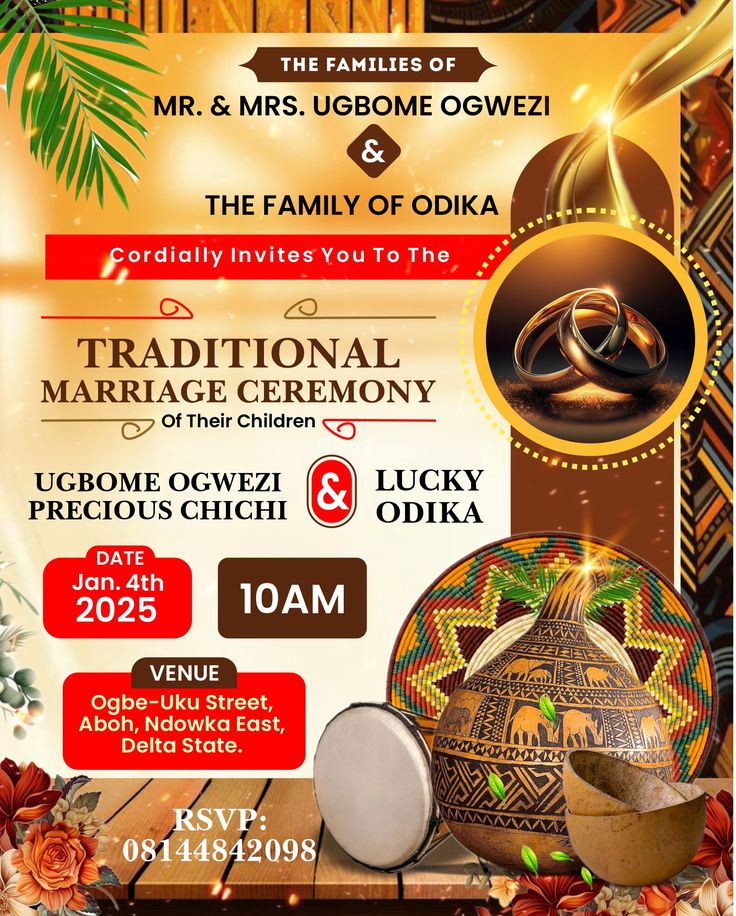Aso-oke inspired wedding invitation 12