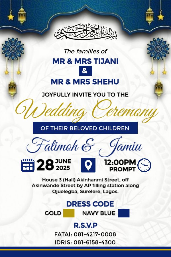 Aso-oke inspired wedding invitation 2