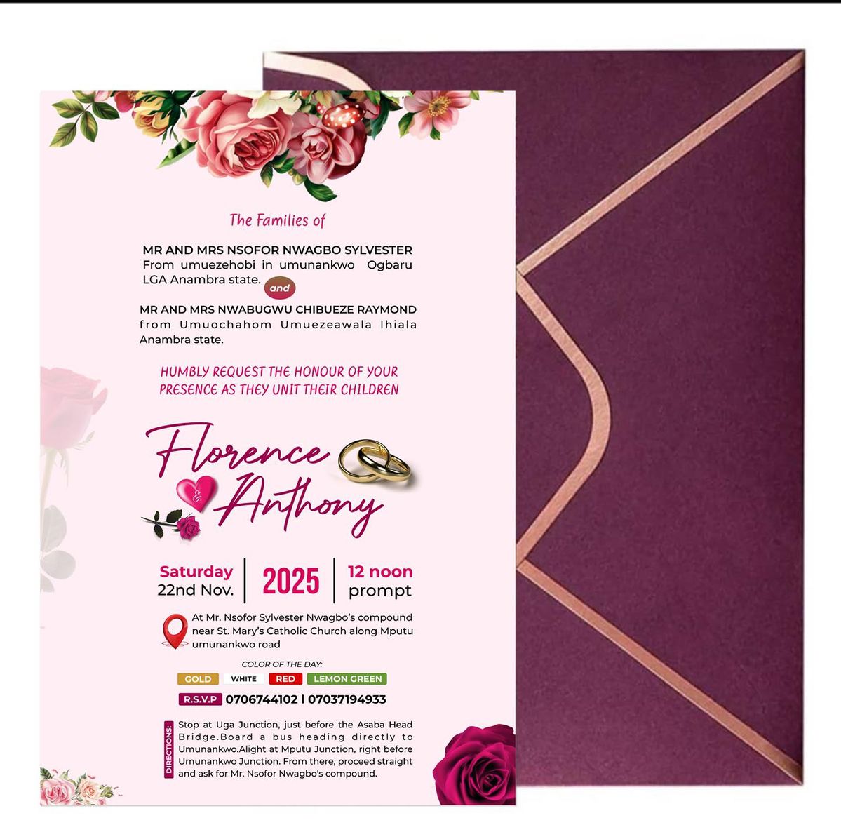 Traditional Nigerian wedding card design 3