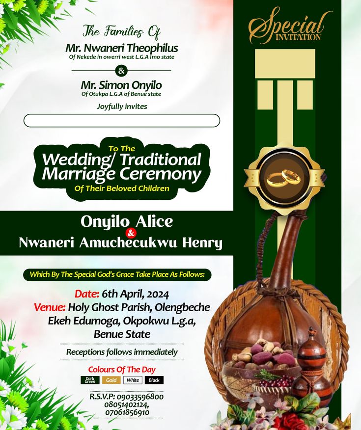 Luxury Nigerian wedding invitation design 13