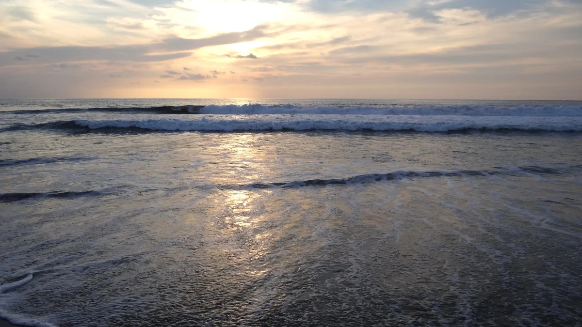 Surf at sunset on Zicatela beach, Puerto Escondido