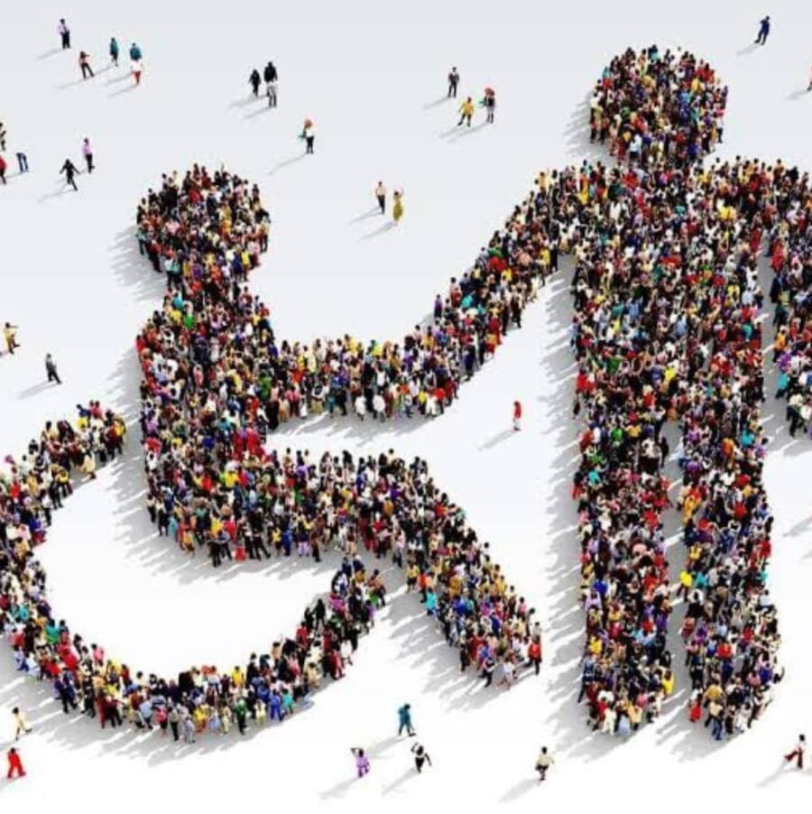 Young people with disabilities in a supportive group activity