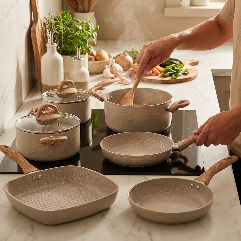 Jogo De Panelas 7 Ceramic Life Smart Plus Areia Brinox