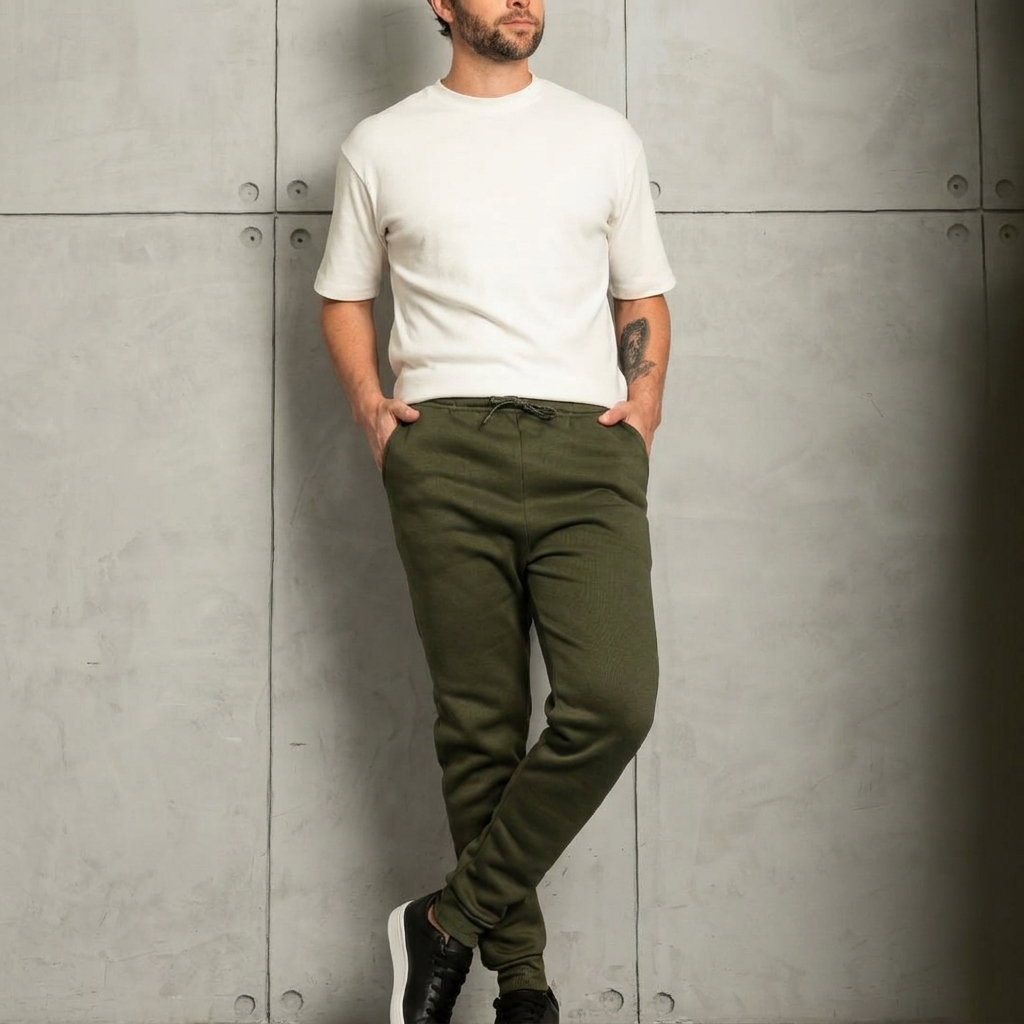 Calça Moletom Jogger Flanelada Lisa Básica Moda Inverno Frio — foto 1