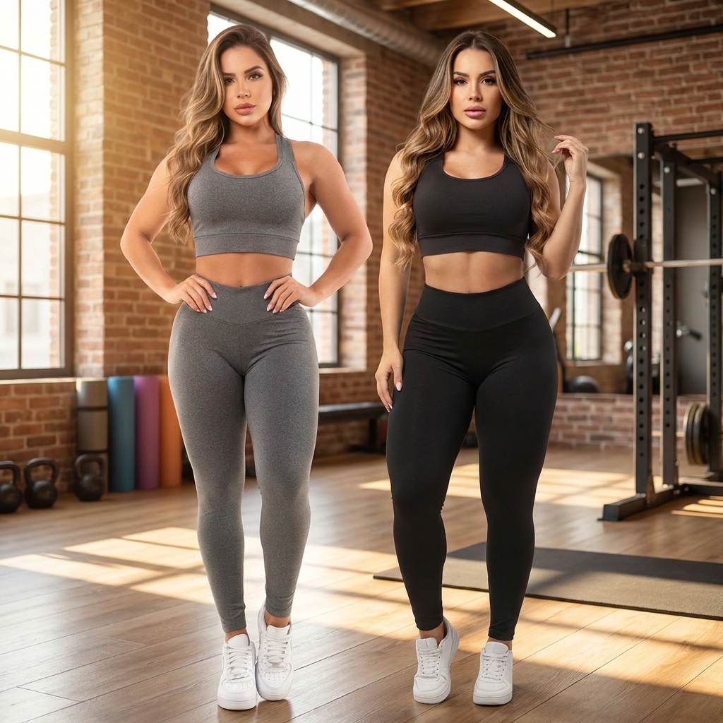 Kit 2 Conjuntos Calça Legging E Top Roupas Para Academia — foto 1