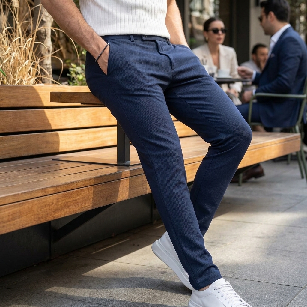 Calça Social Alfaiataria Masculina Malha Elastano Stretch — foto 1