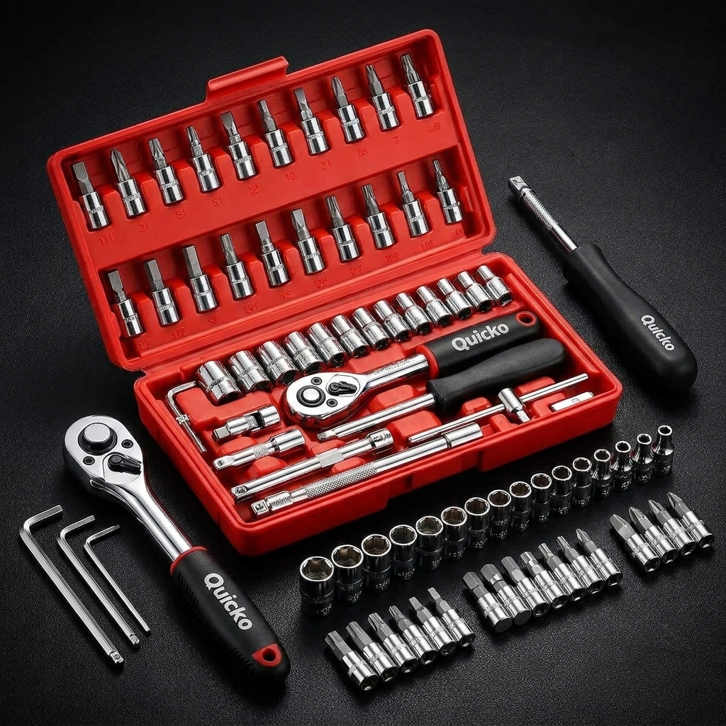Kit Ferramentas Quicko 46 Peças com Soquetes e Chaves de Fenda, Catraca e Allen — foto 1